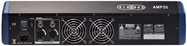 gilbord amp35 πίσω πλευρά κονσόλας ήχου με συνδέσεις και εξόδους